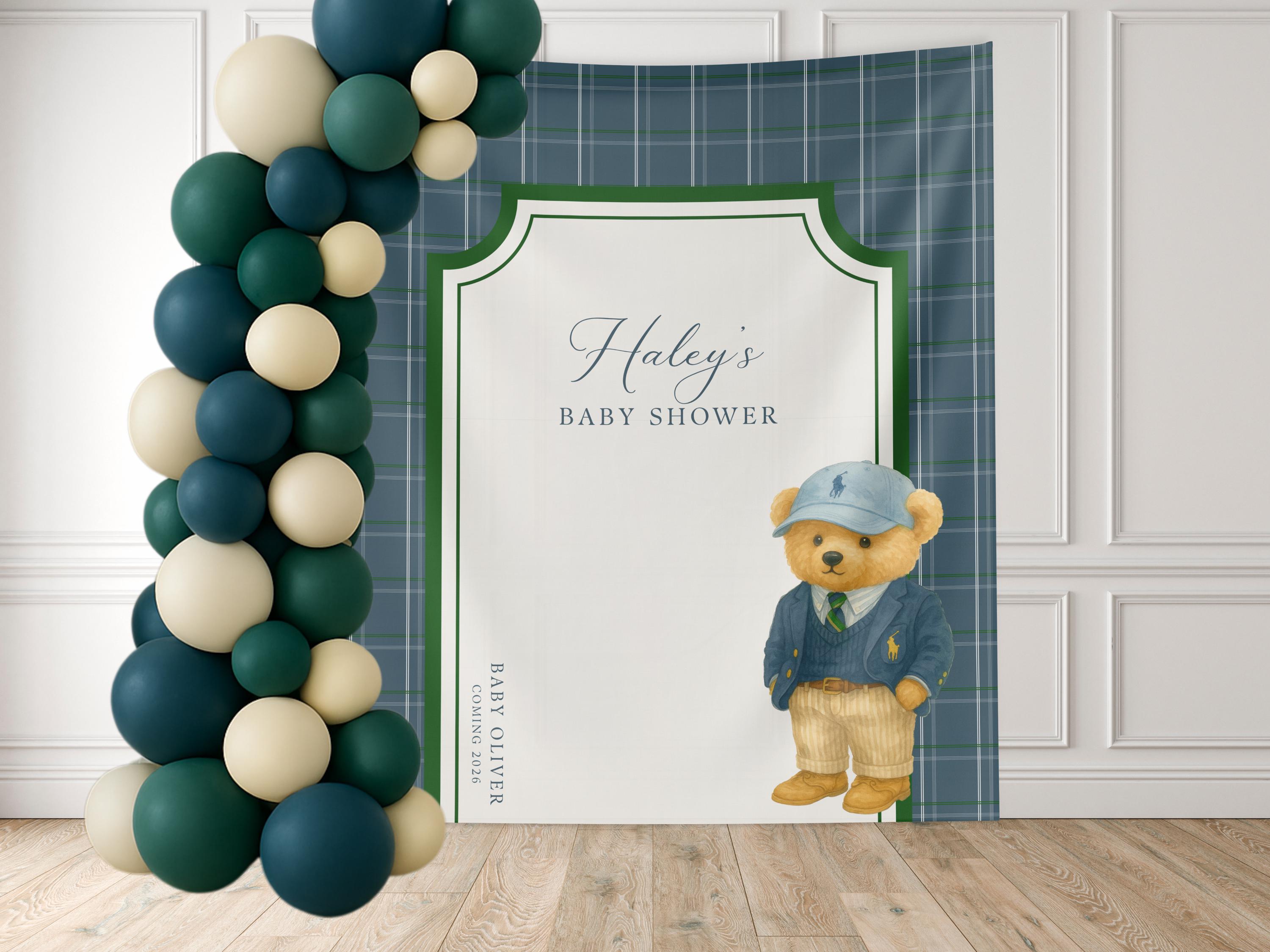 Preppy Teddy Bear Baby Shower Banner Boy, Blue Bowtie Bear Banner, Classic  Vintage Baby Shower Theme, Plaid Baby Shower Décor, It's a Boy - Etsy, image size:3000x2250