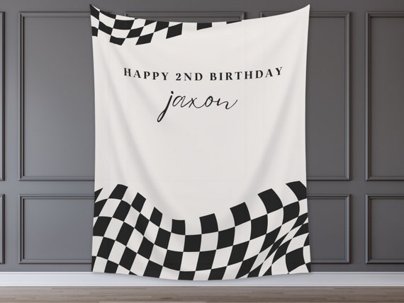 Bannière D’anniversaire Thème Voiture De Course – 3 M De Long, Motif Damier, Lettres Et Drapeaux – Décoration Fête Garçon - 13