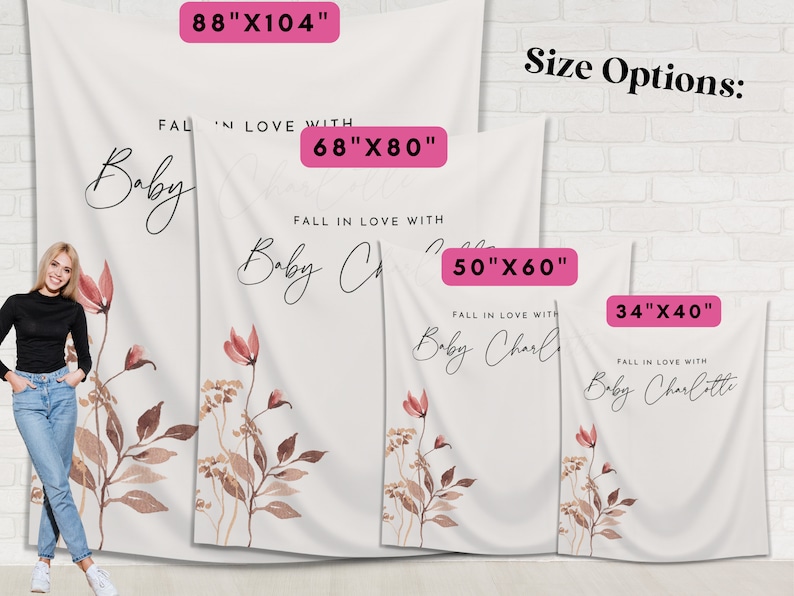 Falling in Love with Baby Fall Wildflower Custom Banner Customizable Autumn Baby Shower Backdrop 1st Birthday Future Mrs Bridal Shower image 6