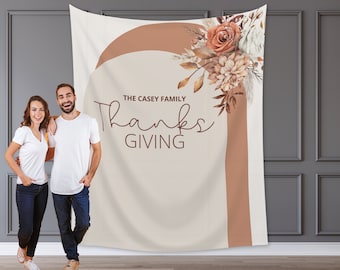Thanksgiving Boho Arch Fall Floral Custom Banner | Custom Friendsgiving Party Backdrop for Balloon Garland | Thankful for You Baby Shower