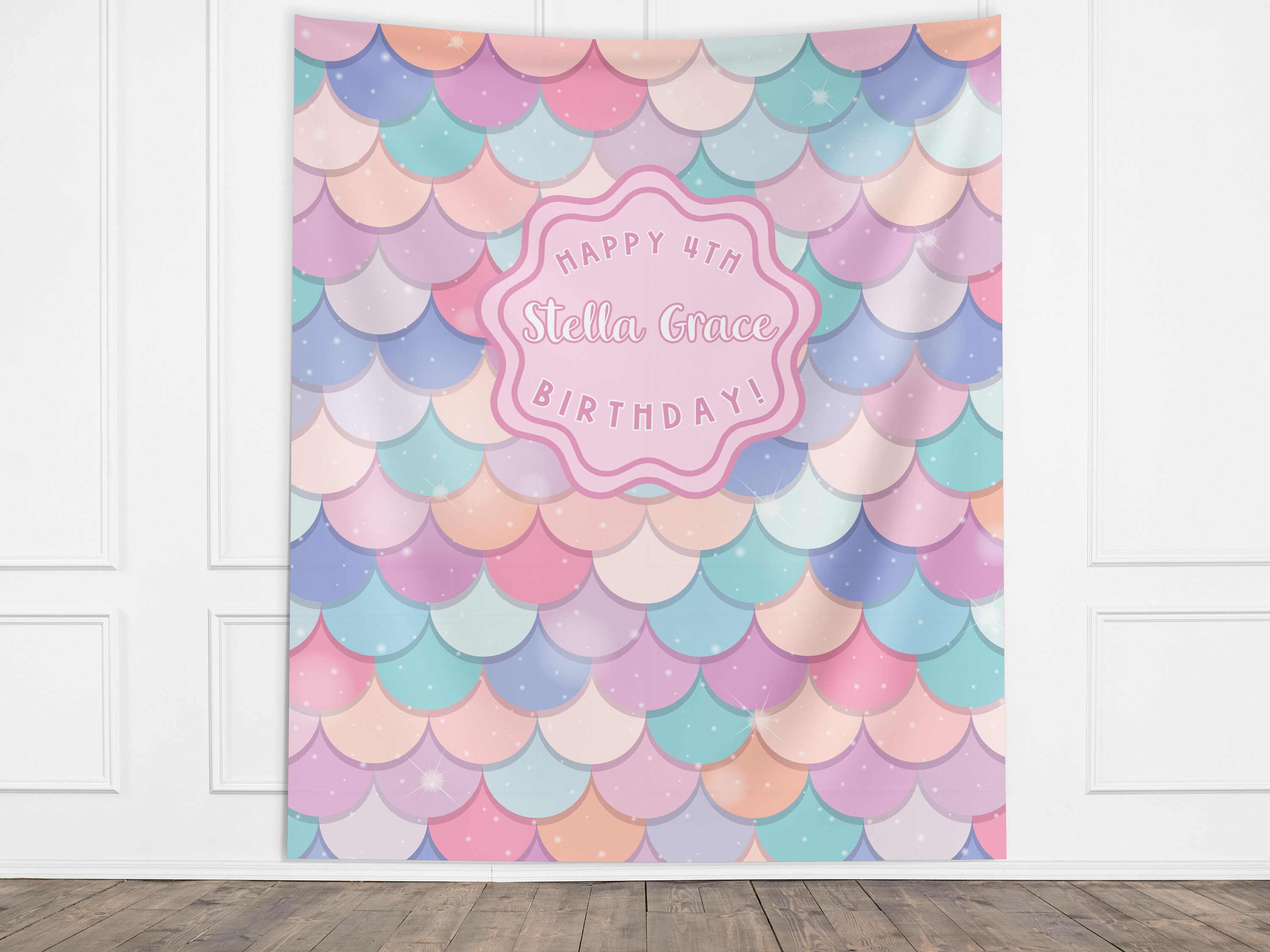 Bannière Anniversaire Thème Sirène - Décoration Fête Océan - Happy Birthday Avec Motifs Marins