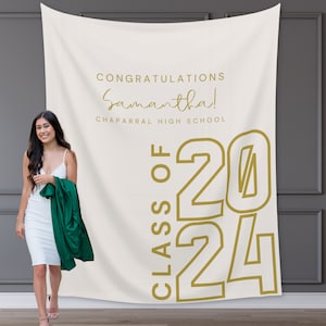 Class of 2024 Custom Graduation Party Backdrop, Personalized Congrats Grad School Colors Banner, High School Graduation, College Grad Gift