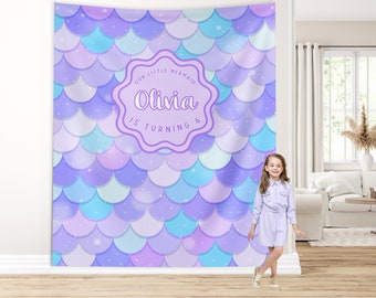 TAXTYHRE Bannière De Sirène, Banderole Joyeux Anniversaire, Banner Sirène Happy Birthday, Décoration De Thème D'Océan, Décoration De Bannière D'Anniversaire Pour Filles Enfants