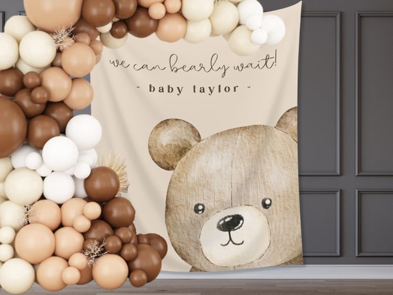 We Can Bearly Wait Customizable Baby Shower Backdrop Teddy Bear Custom Party  Banner 