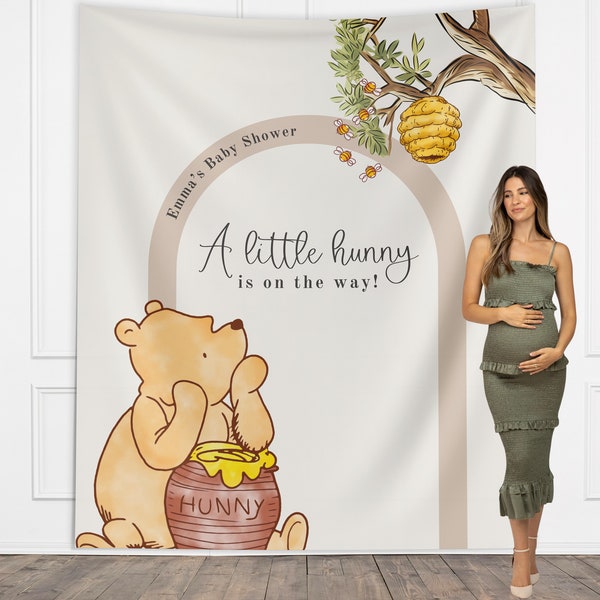 Classic Winnie the Pooh Baby Shower Customizable Banner | Boy Baby Shower | Little Hunny Backdrop Décor | Gender Neutral Baby Shower