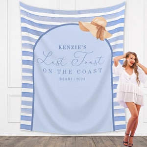 Custom Beach Bachelorette Banner | Last Toast on the Coast | Bachelorette Trip | Personalized Bride Backdrop | Hen Party Beach Club | Gifts