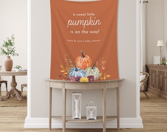 A Little Pumpkin Is On The Way Custom Banner | Customizable Fall Baby Shower Backdrop | Our Little Pumpkin 1st, 2nd, 3rd Birthday