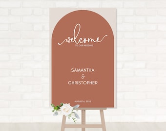 Terracotta Rust Arch Wedding Welcome Board Sign | Welcome to Our Wedding Sign