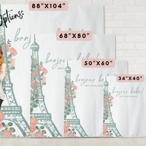 Oh La La Eiffel Tower Custom Shower Backdrop Personalized Bridal Shower or Bachelorette Party Photo Booth image 3
