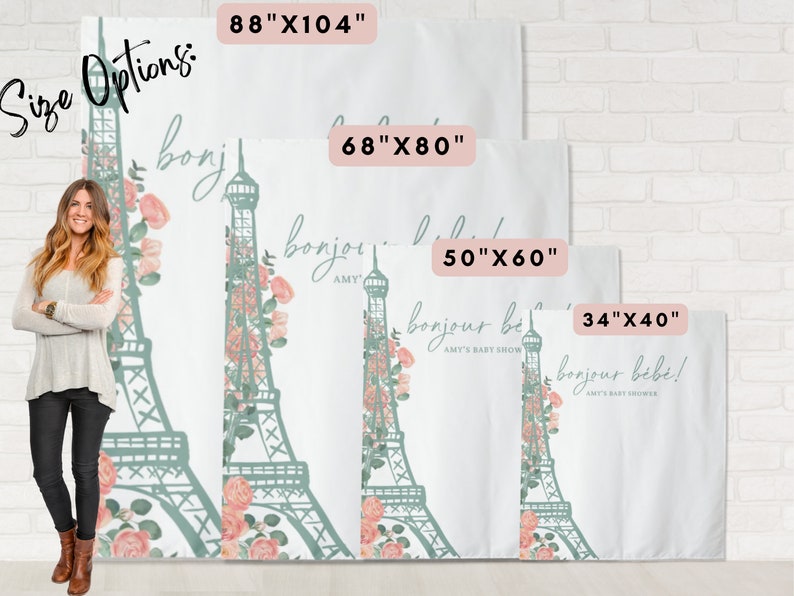 Oh La La Eiffel Tower Custom Shower Backdrop Personalized Bridal Shower or Bachelorette Party Photo Booth image 3