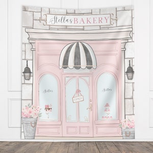 Custom Café Party Banner, Paris French Patisserie Storefront Bakery Backdrop, Girl Birthday Party Décor, Baby Shower Décor, Bridal Shower