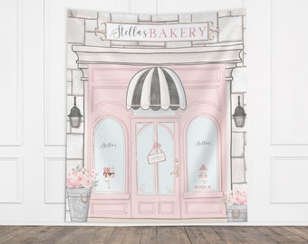 Custom Café Party Banner, Paris French Patisserie Storefront Bakery Backdrop, Girl Birthday Party Décor, Baby Shower Décor, Bridal Shower