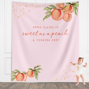 Peach 1st Birthday Girl Custom Banner, Little Peach Personalized Girl Birthday, Sweet as a Peach, Georgia Girl 1st, 2nd or 3rd Birthday