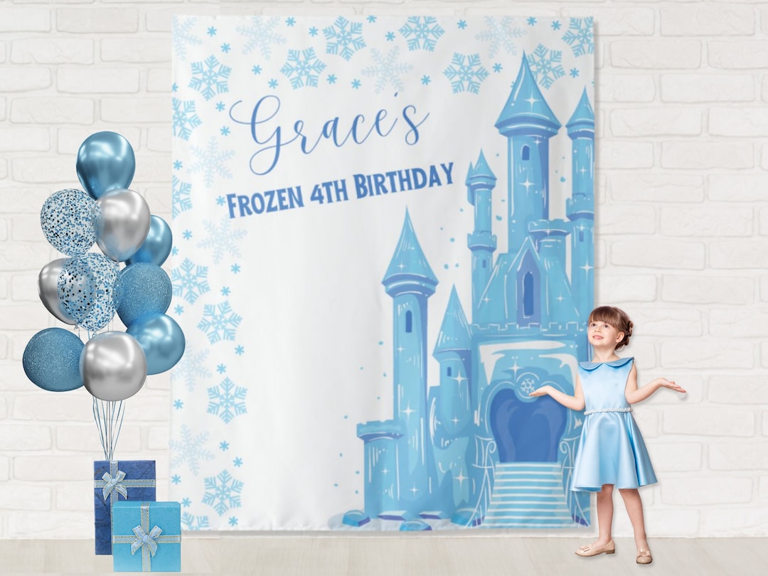 Frozen Birthday Party Backdrop First Time in Four-ever Banner ...