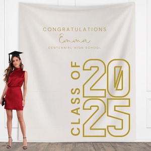 Class of 2025 Custom Graduation Party Backdrop, Personalized Congrats Grad School Colors Banner, High School Graduation, College Grad Gift