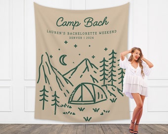 Custom Camp Bachelorette Banner | Last Name Bridal Gift Party Décor | Bachelorette Trip | Personalized Backdrop | Last Trail Before The Veil