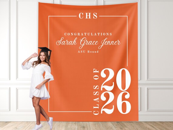 Class of 2026 Custom Graduation Party Banner Backdrop, Congrats Grad School Colors Décor, High School Graduation, College Grad