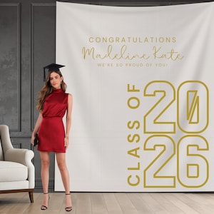 Class of 2026 Custom Graduation Party achtergrond, gefeliciteerd Grad School Colors Banner, High School Graduation, College Grad Gift