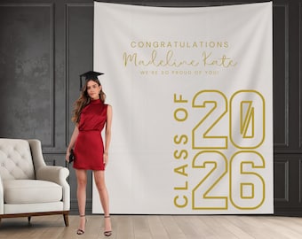 Class of 2026 Custom Graduation Party Backdrop, Congrats Grad School Colors Banner, High School Graduation, College Grad Gift