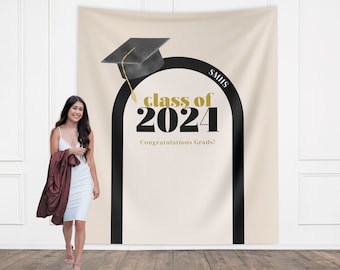 Class of 2024 Custom Graduation Party Banner | Personalized Arch Congrats Grad School Colors Backdrop| High School Graduation | College Grad