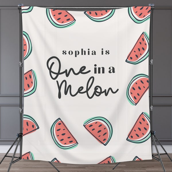 One in a Melon Summer Watermelon Personnalisable 1st Birthday Backdrop | Fête d'anniversaire personnalisée Little Sweetie ou bannière de douche de bébé