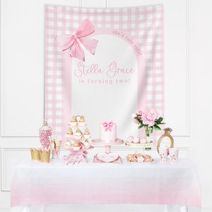 Pink Bow Birthday Party Custom Banner, Girl 1st Birthday ...