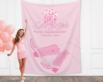 Let's Go Girls Custom Banner | Nashville Bachelorette Party | Personalized Disco Cowgirl Backdrop |  | Last Rodeo | Girls Trip | Bride Gift