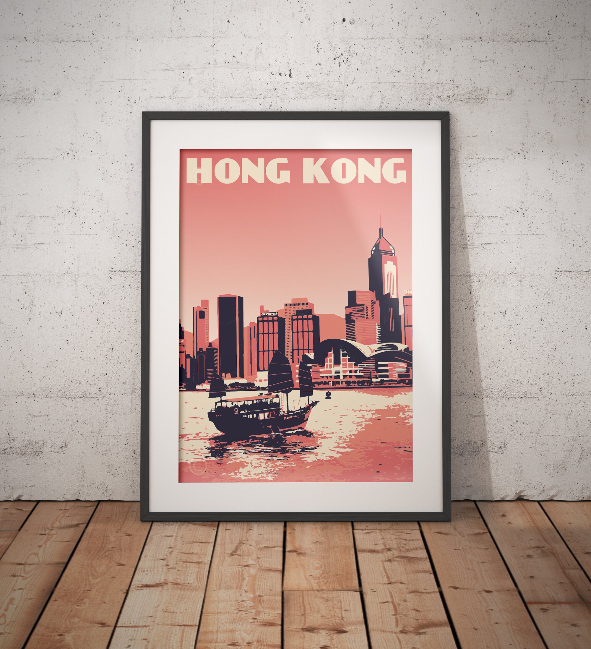 Hong Kong Art Print Hong Kong Victoria Harbour Wall Art Etsy