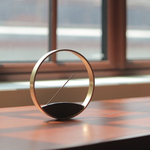 Minimalist Solid Bronze incense holder Moon Horizon | Meditation Zen Mindfulness | Brass Incense burner | Modern home | Housewarming Gift