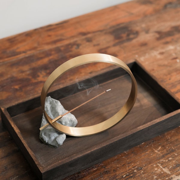 Minimalist Solid Bronze incense holder Moon Rising | Meditation Zen Mindfulness | Brass Incense burner | Modern home decor | Gift Present
