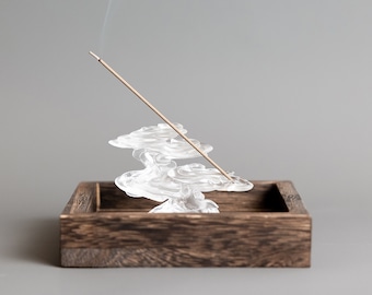 Ethereal Clouds Liuli Incense Burner | Traditional Chinese Crystal Glass | Meditation Zen Mindfulness | Home Decor Gift Present
