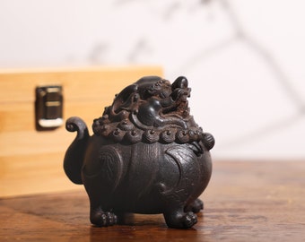 Suanni Lion Cast Iron Incense Burner | Powder Incense, Incense Trail, Incense Seal | Meditation Zen Mindfulness | Home Decor Gift Present