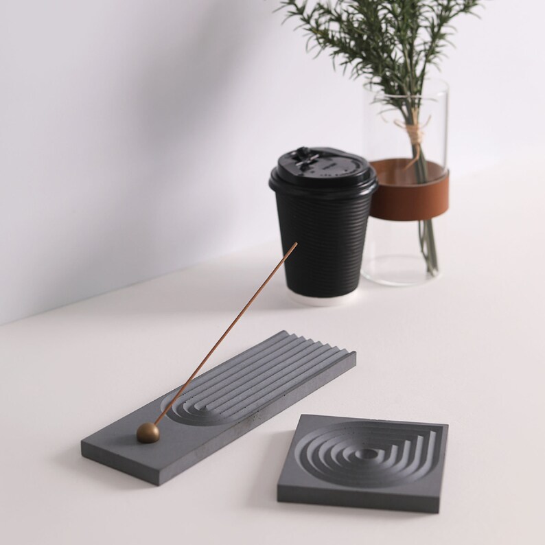 Concrete incense holder Modern minimalist home decor Ridge Extends
