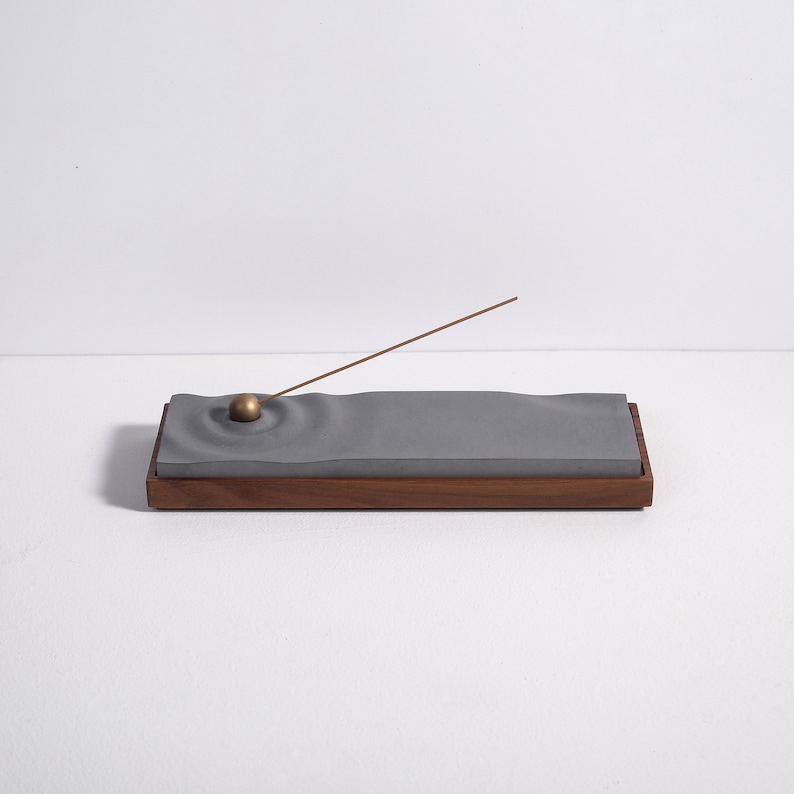 Concrete incense holder Ripple Original Gray Meditation Zen Mindfulness Incense burner Modern minimalist home decor Gift Present image 7