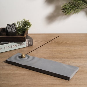 Concrete incense holder Ripple Original Gray Meditation Zen Mindfulness Incense burner Modern minimalist home decor Gift Present image 2