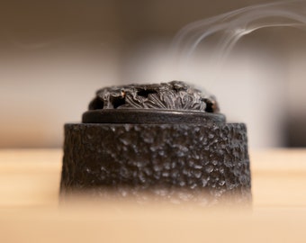 Earthen Peony Cast Iron Incense Burner | Powder Incense, Incense Trail, Incense Seal | Meditation Zen Mindfulness | Home Decor Gift Present