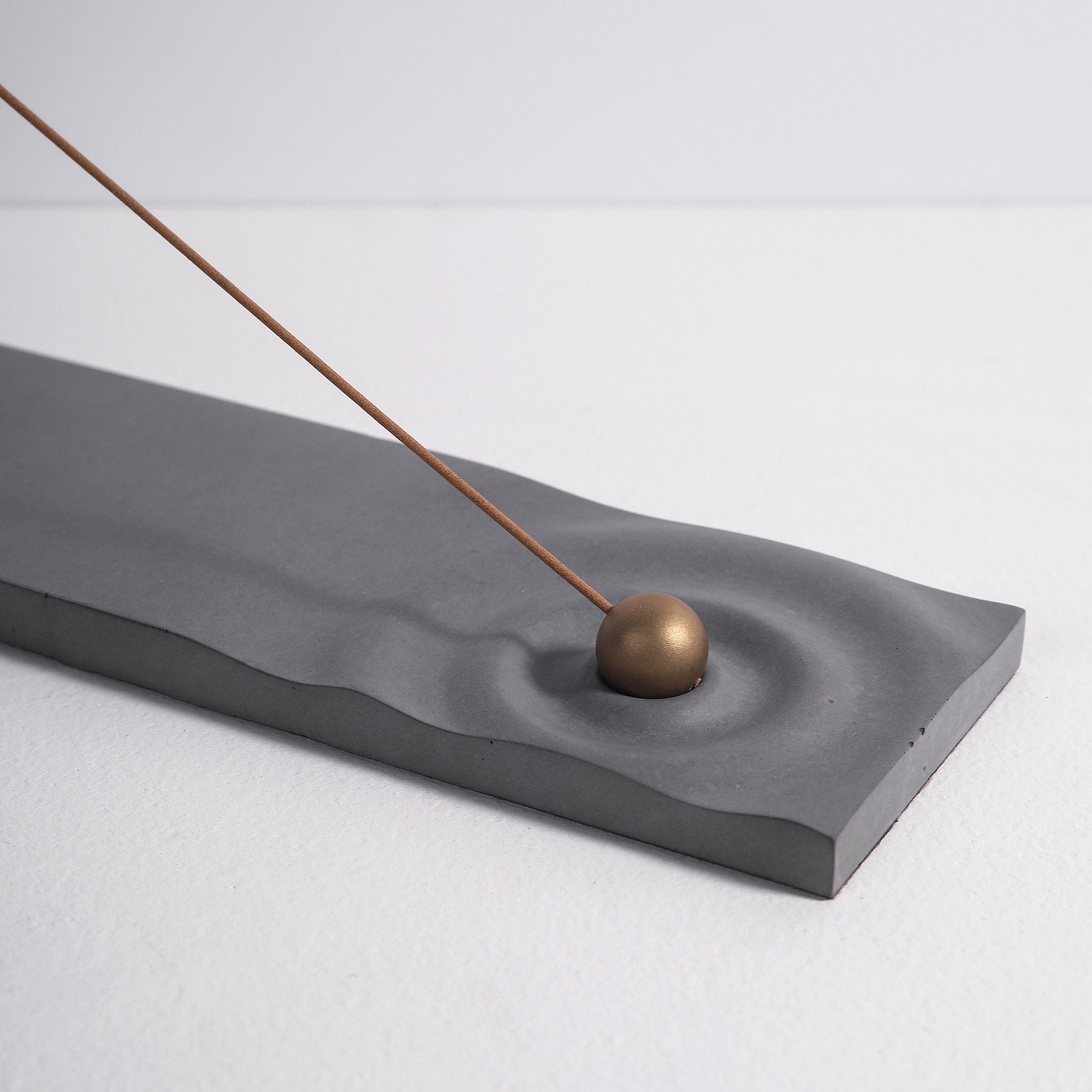 Concrete Incense Holder Ripple Original Gray Meditation Zen