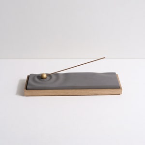 Concrete incense holder Ripple Original Gray Meditation Zen Mindfulness Incense burner Modern minimalist home decor Gift Present image 10