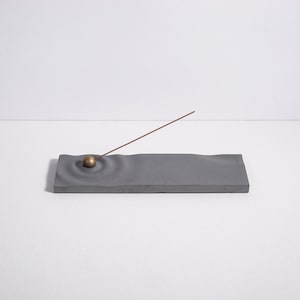 Concrete incense holder Ripple Original Gray Meditation Zen Mindfulness Incense burner Modern minimalist home decor Gift Present image 3
