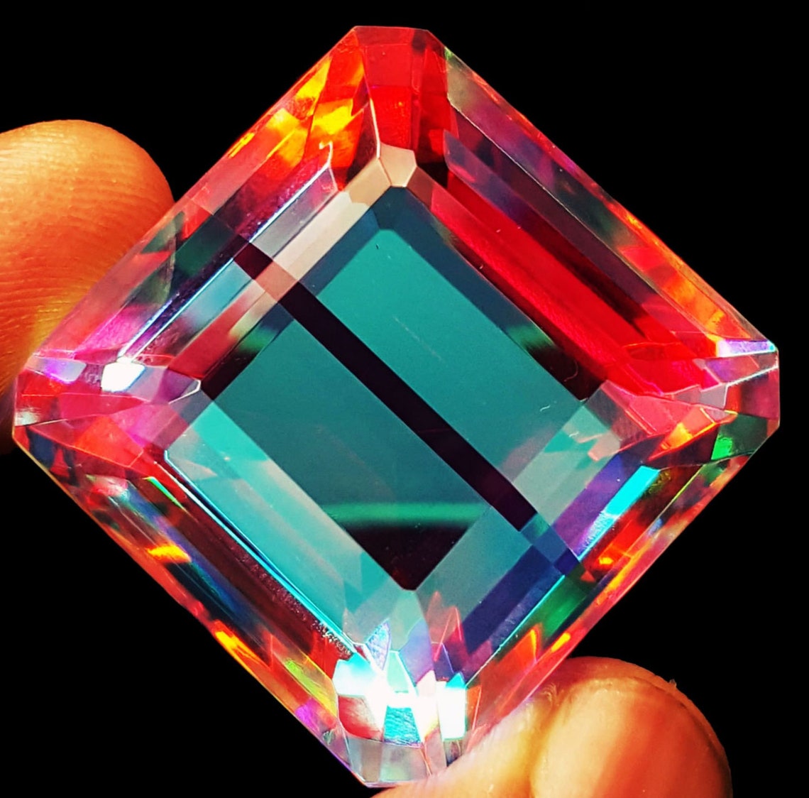 5.18ct Round Concave Cut Mystic Quartz Gemstone | 12.1 mm