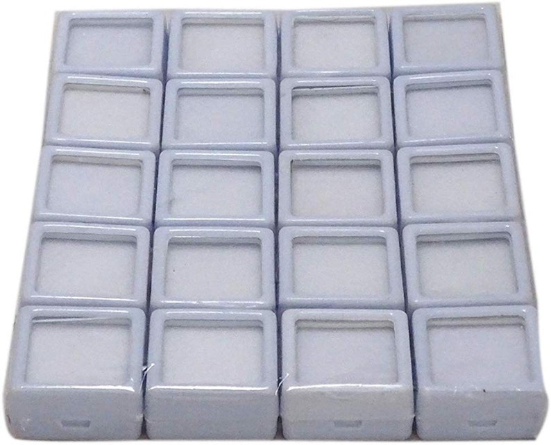 Gemstone Display Box Storage Tool Coin Jar 3x3cm,White -Pack of 20 Pcs