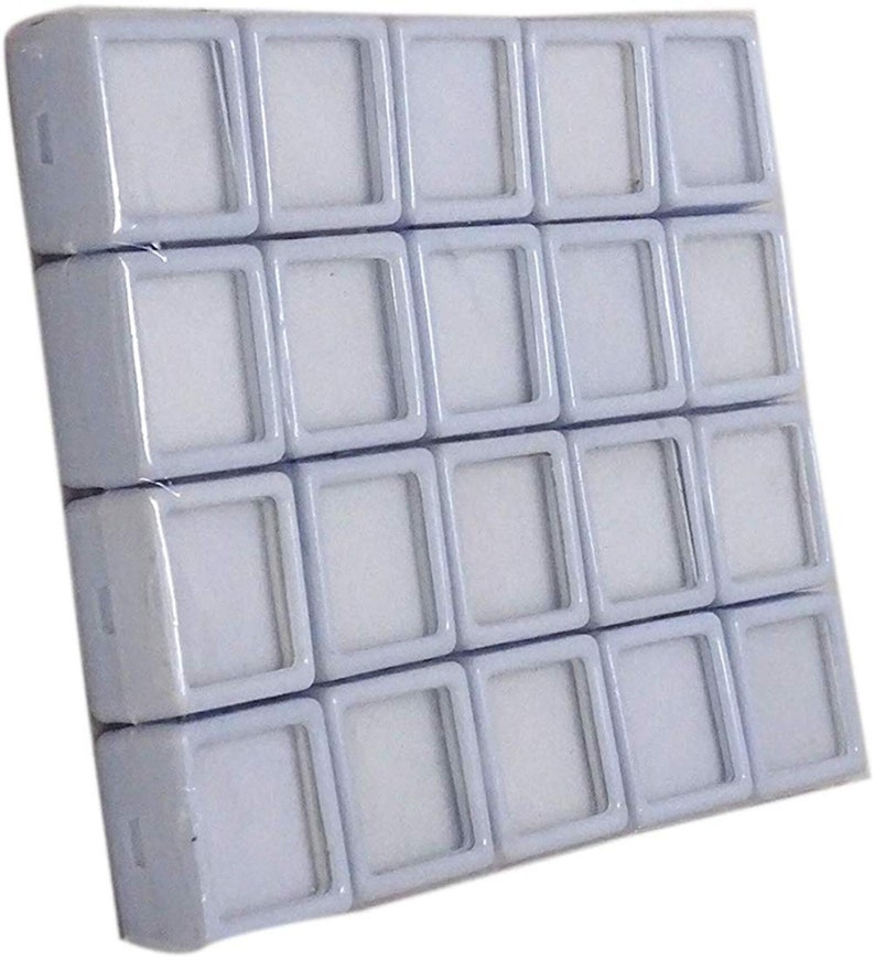Gemstone Display Box Storage Tool Coin Jar 3x3cm,White -Pack of 20 Pcs