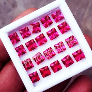 Rubí natural cuadrado talla princesa 5 x 5 mm Aprox. Lote de 5 a 20 piezas Gema suelta certificada 1 pieza Rubí.
