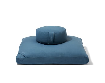 Organic Meditation Cushion Set - teal || meditation pillow, yoga, meditation set, meditation cushion, meditation room, zafu zabuton set