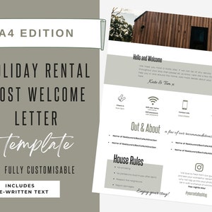 Welcome Letter | Canva Template | AirBnb | Host Guide | Airbnb Host Welcome Letter | Home Rental Welcome Letter | Moss Green
