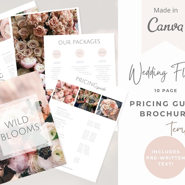 Wedding Florist Pricing List -  Welcome guide - Template for Florists - Florist Templates - Guide - Florist Brochure - Azalea