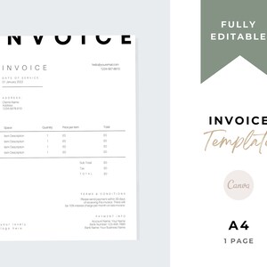 Invoice Template | Services Invoice | Fully Editable | Instant Download | A4 | Bold and Modern