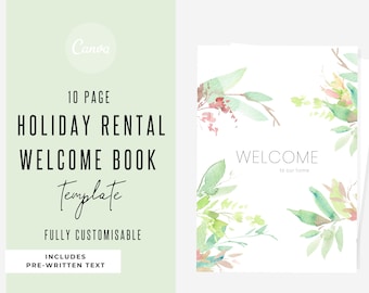 Airbnb Welcome Book Canva Template: Spearmint Green Host Guide (Digital Download)