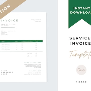 Services Invoice Template: Editable A4 Printable (Digital Download)