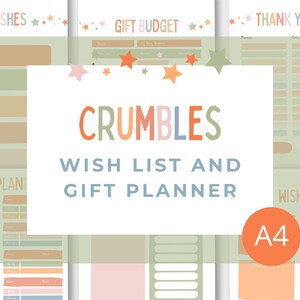 Verlanglijst- en cadeauplanner, cadeaubudgetplanner direct downloaden kruimels A4